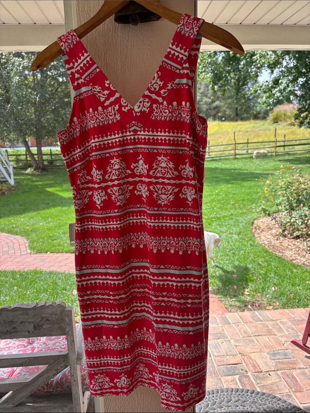J McLaughlin sleeveless Catalina fabric patterned dress, XS